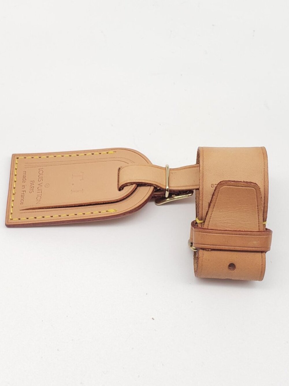 Authentic Louis Vuitton Luggage Tag – Vachetta Leather – “T.I” Initials - Picture 4 of 6